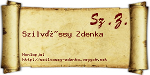 Szilvássy Zdenka névjegykártya